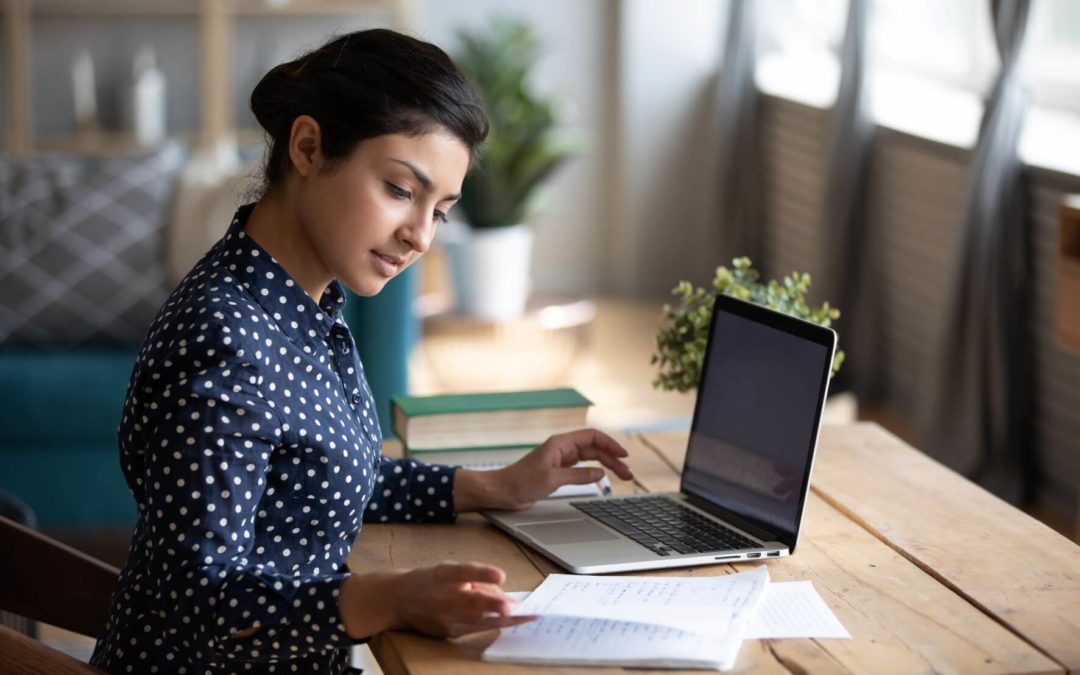 Woman reading legal document